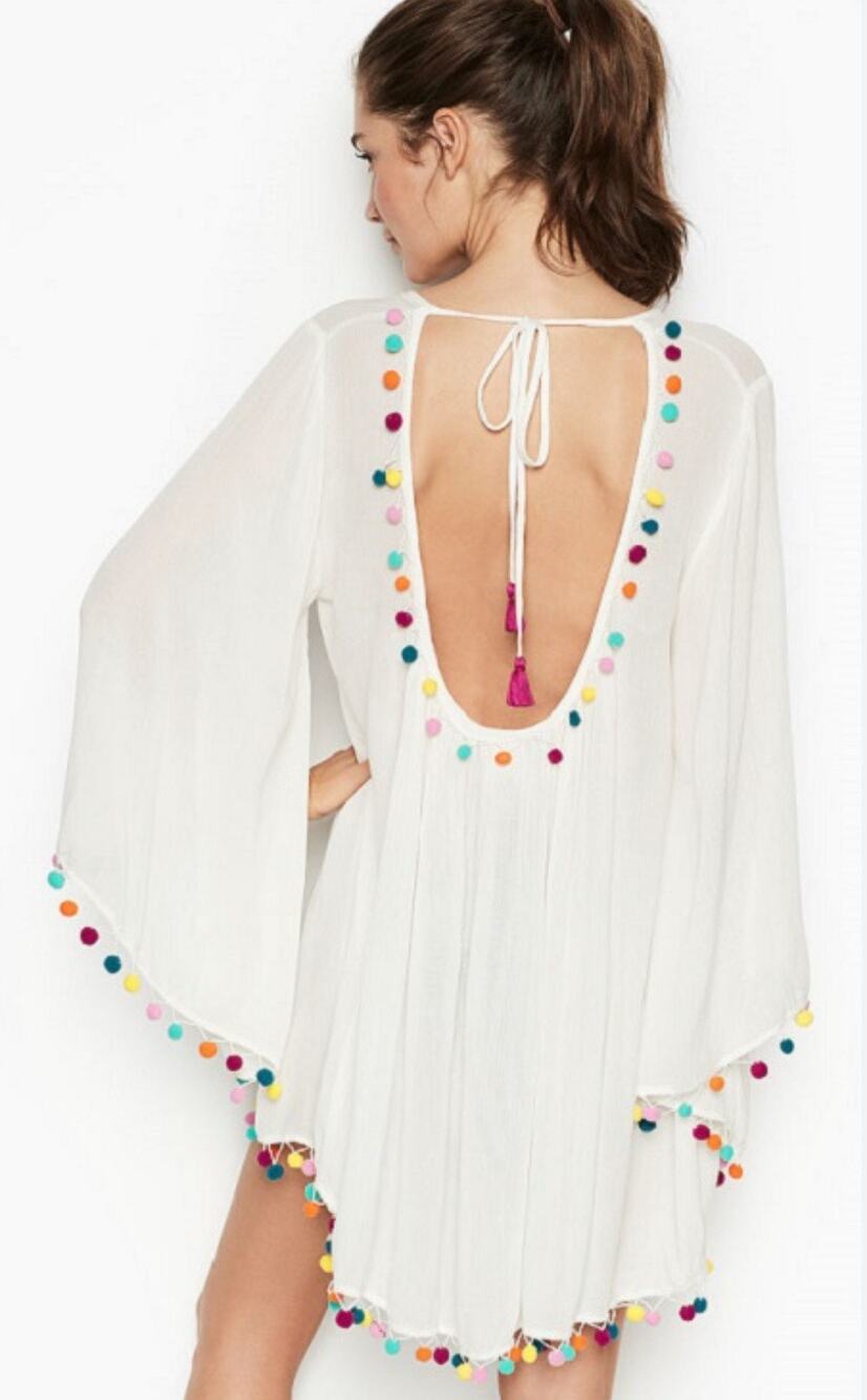 NWT Nanette Lapore Swim Boho Coverup  Vacation Resortwear Small White Colorful